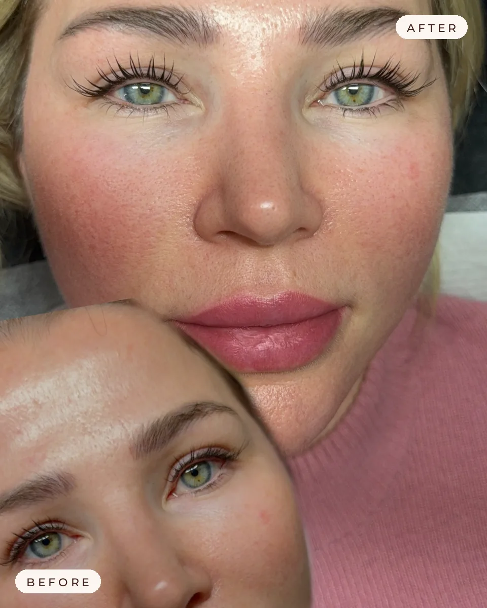 Before and after Yumi Lash Lift with tint at Glow Up Suite